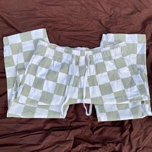 Green checkered pants